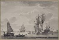 X+ 032
<br/>
Schepen op stil water
<br/>
<em>Groenewegen, Gerrit (1754-1826)</em>